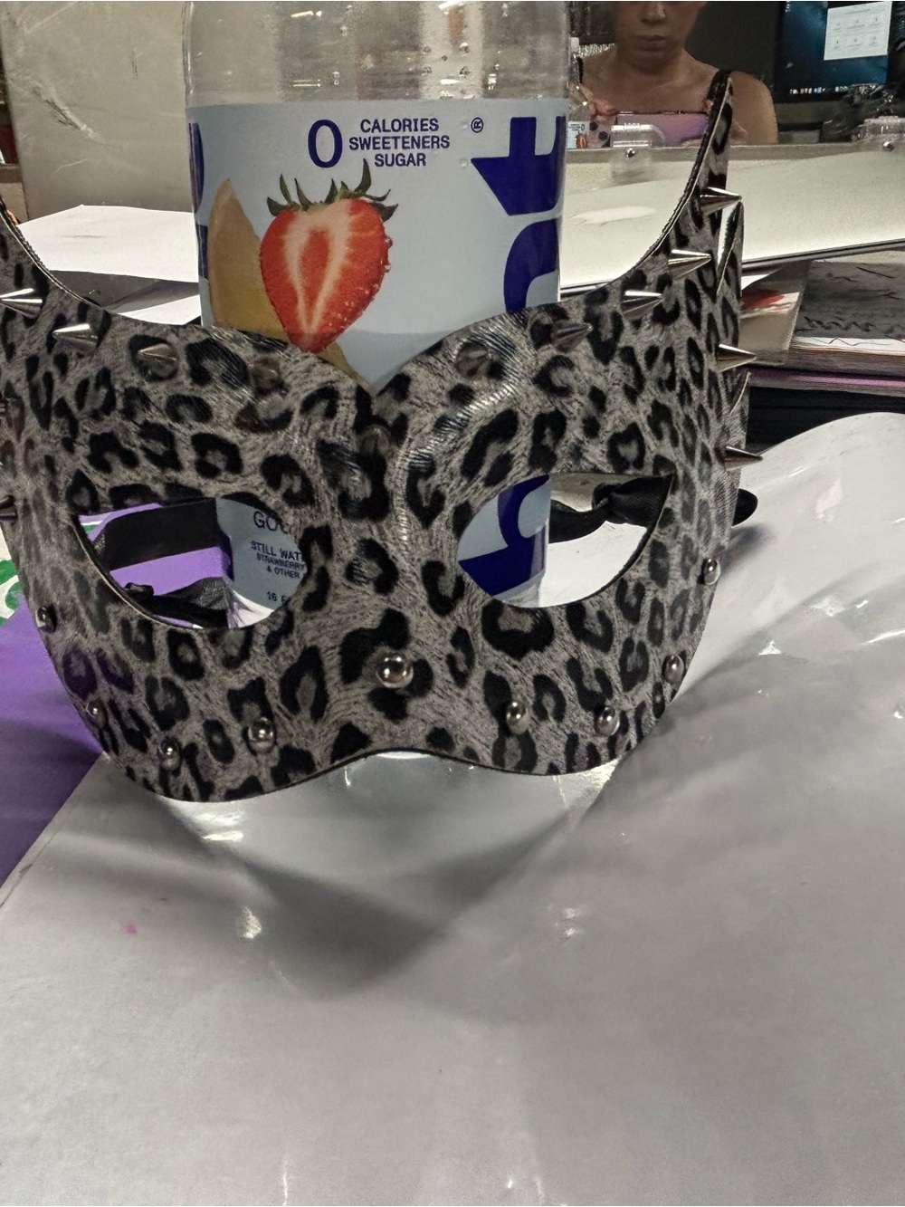 Leopard Print Studded Eye Mask - Women Accessories